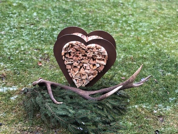 Blech Herz mit Holz 40cm. ( Rost Optik )